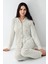 Kadın Çizgili Önden Düğmeli Pijama Takım, %50 Modal %50 Pamuk Gömlek Pijama Takım 1