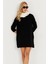 Kadın Siyah Saç Örgülü Triko Tunik KZ2505 5