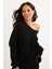 Kadın Siyah V Yaka Salaş Oversize Triko Tunik SMT158 3