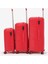 Unisex Kırmızı 3'lü Set Silikon Kırılmaz Pp Valiz 3