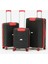 Unisex Siyah Kırmızı 3'lü Set Silikon Kırılmaz Pp Valiz 1