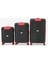 Unisex Siyah Kırmızı 3'lü Set Silikon Kırılmaz Pp Valiz 4