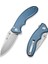 Cybrix Thumb Stud & Flipper & Button Lock Knife Blue Aluminum Handle Çakı 2