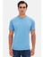 Ds Damat Slim Fit Açık Indigo Bisiklet Yaka %100 Pamuklu Nefes Alabilen T-Shirt 1