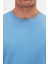 Ds Damat Slim Fit Açık Indigo Bisiklet Yaka %100 Pamuklu Nefes Alabilen T-Shirt 4