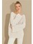Kadın Ekru Ispanyol Kol Ajurlu Triko Uzun Bluz SMT199 1