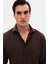 Ds Damat Slim Fit Acı Kahve Klasik Kravatlık Uzun Kol Kolay Ütülenebilir Gömlek 2HF02ORT5185 2