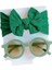 2 Pcs/set Yeni Çocuklar Düz Renkli Pamuklu Bowknot Geniş Saç Bandı Yuvarlak Güneş Gözlüğü Seti Kız Kız Güneş Gözlüğü Çocuk Saç Aksesuarları Renk: Yeşil (Yurt Dışından) 1