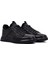 Erkek Siyah Bağcıklı Kalın Tabanlı Deri Casual Sneaker 25WFD676618 3