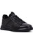 Erkek Siyah Bağcıklı Kalın Tabanlı Deri Casual Sneaker 25WFD676618 6