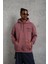 Erkek 98 Baskılı Kapşonlu Sweat - Gül Kurusu 2