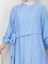 Kadın Bağlama Detaylı Mavi Çilek Kumaş Elbise 5