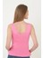 Kadın V Yaka Fırfır Detay Crop - Pembe 2