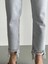 Yüksek Bel Paça Püsküllü Açık Gri Düz Kesim Kadın Jean Pantolon 9
