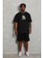 Unisex Oversize Baskılı Bisiklet Yaka T-Shirt - Siyah 3