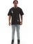 Unisex Oversize Baskılı Bisiklet Yaka T-Shirt - Siyah 4
