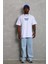 Unisex Oversize Baskılı Bisiklet Yaka T-Shirt - Beyaz 2