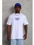 Unisex Oversize Baskılı Bisiklet Yaka T-Shirt - Beyaz 4