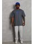 Unisex Oversize Baskılı Bisiklet Yaka T-Shirt - Füme 3