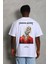 Unisex Oversize Baskılı Bisiklet Yaka T-Shirt - Beyaz 5