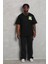 Unisex Oversize Baskılı Bisiklet Yaka T-Shirt - Siyah 3