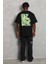 Unisex Oversize Baskılı Bisiklet Yaka T-Shirt - Siyah 5