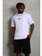 Unisex Oversize Baskılı Bisiklet Yaka T-Shirt - Beyaz 1