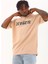 Unisex Oversize Baskılı Bisiklet Yaka T-Shirt - Bej 3