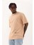 Unisex Oversize Baskılı Bisiklet Yaka T-Shirt - Bej 1