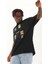 Unisex Oversize Baskılı Bisiklet Yaka T-Shirt - Siyah 1