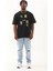 Unisex Oversize Baskılı Bisiklet Yaka T-Shirt - Siyah 4