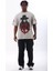 Unisex Oversize Baskılı Bisiklet Yaka T-Shirt - Gri 1