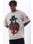 Unisex Oversize Baskılı Bisiklet Yaka T-Shirt - Gri 2