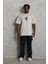 Unisex Oversize Baskılı Bisiklet Yaka T-Shirt - Gri 3