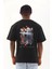 Unisex Oversize Baskılı Bisiklet Yaka T-Shirt - Siyah 5
