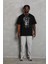 Unisex Oversize Taşlı Bisiklet Yaka T-Shirt - Siyah 5