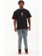 Unisex Oversize Baskılı Bisiklet Yaka T-Shirt - Siyah 3