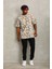Unisex Oversize Baskılı Bisiklet Yaka T-Shirt - Gri 3