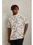 Unisex Oversize Baskılı Bisiklet Yaka T-Shirt - Beyaz 1