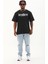 Unisex Oversize Baskılı Bisiklet Yaka T-Shirt - Siyah 3