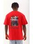 Unisex Oversize Baskılı Bisiklet Yaka T-Shirt - Kırmızı 5
