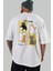 Cat Club Arka Baskılı Oversize T-Shirt Erkek Kadın %100 Pamuk Bisiklet Yaka Tişort 5