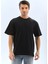 Unisex Oversize Düz Bisiklet Yaka T-Shirt - Siyah 1