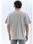 Unisex Oversize Taşlı Bisiklet Yaka T-Shirt - Gri 2