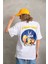 Unisex Baskılı Oversize T-Shirt - Beyaz 1