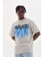Unisex Baskılı Oversize T-Shirt - Gri 4