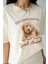 Köpek Grafik Baskılı Oversize T-Shirt Krem 1