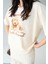 Köpek Grafik Baskılı Oversize T-Shirt Krem 3