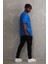 Unisex Baskılı Oversize T-Shirt - Mavi 5