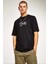Unisex Baskılı Oversize T-Shirt - Siyah 2